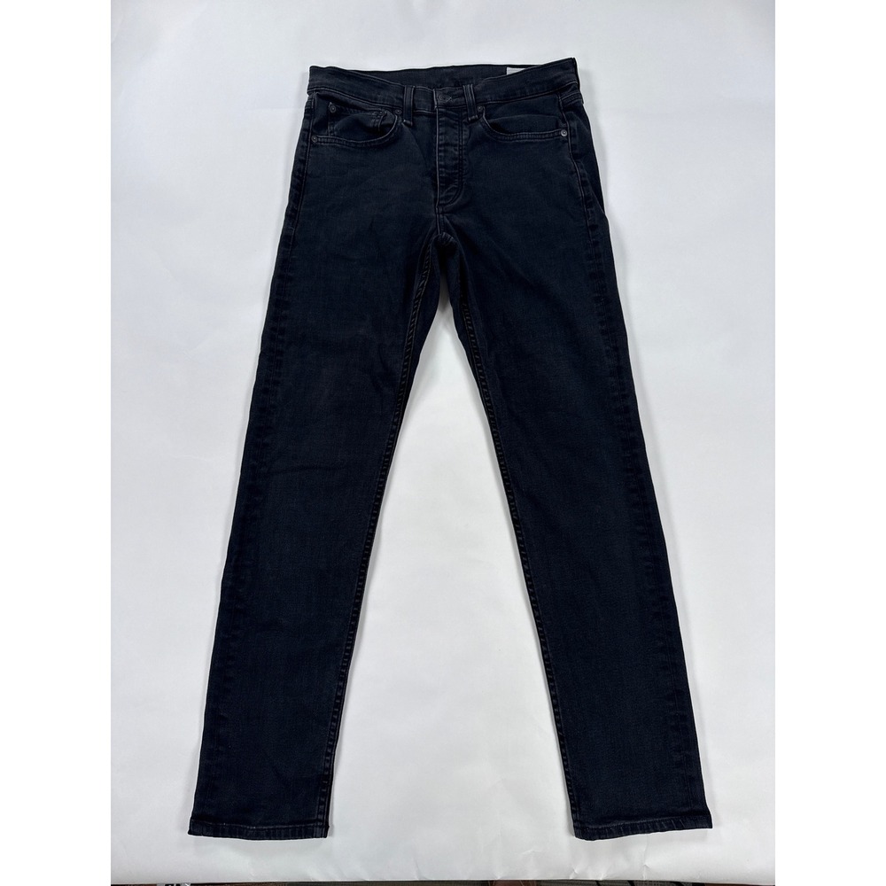 Rag & Bone Mens Jeans 31 Black Fit 2 Slim Button Fly Minimalist Streetwear